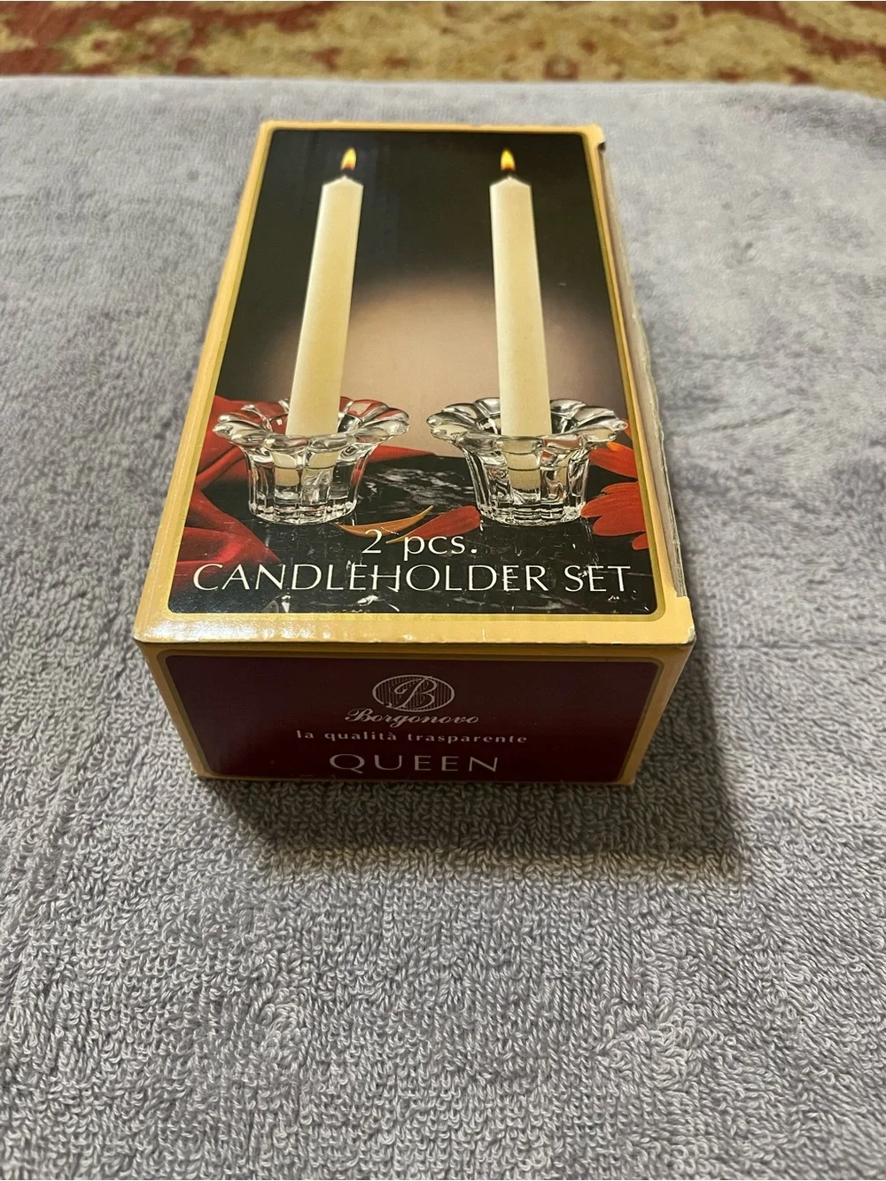 Vintage Clear Crystal Borgonovo Queen  Candleholder Set - 2 pcs - Italy 🇮🇹